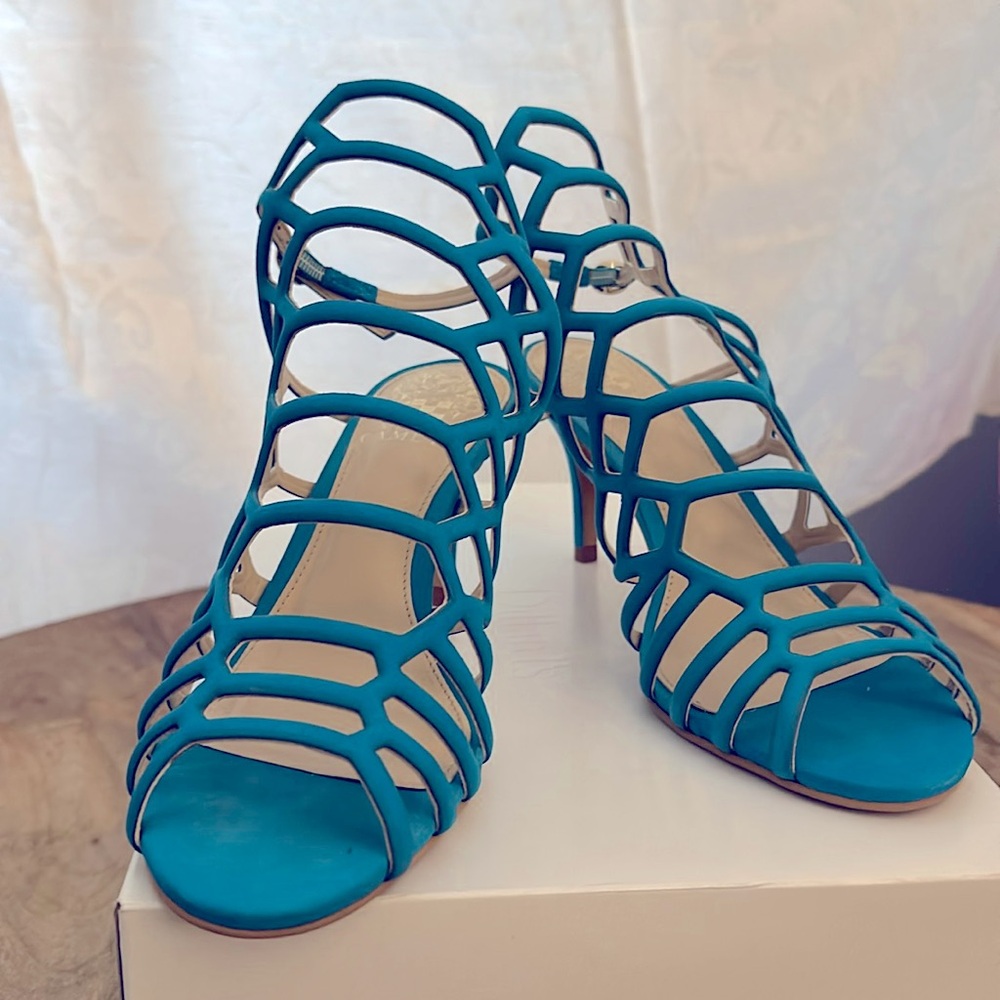 Vince Camuto Heeled Turquoise birdcage Shoes